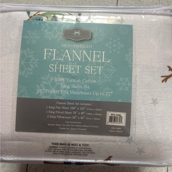 Owl Flannel Sheet Set - King Size - Picture 2 of 4